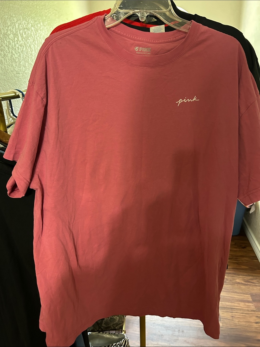 PINK Victoria's Secret Rose Crewneck Logo Tee